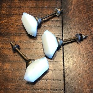 White Opaque Glass Dresser Hardware